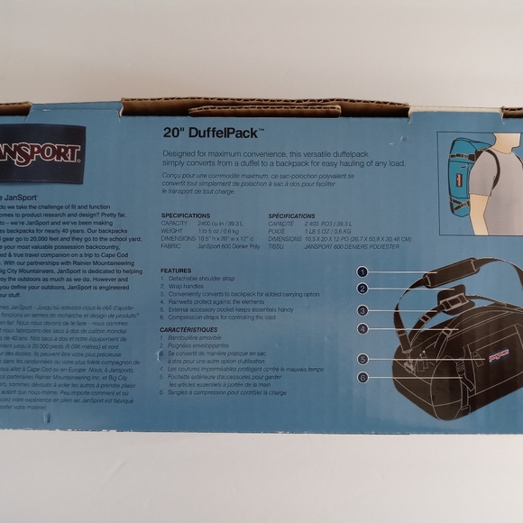 ❌SOLD❌RARE NWT NIB Jansport 20" Crazy White Dots Duffelpack Duffle Backpack - Picture 4 of 11